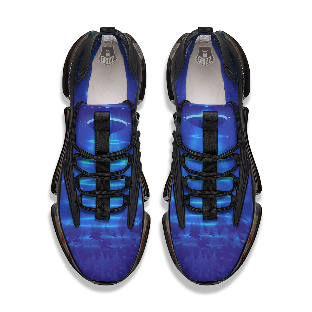 Unidentified Flying Object Blue Print Black Gym Shoes-grizzshop