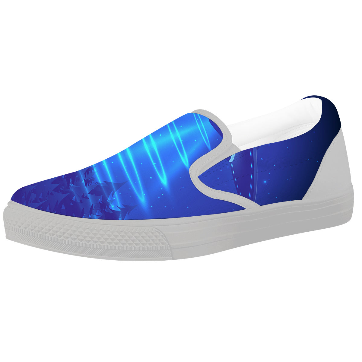 Unidentified Flying Object Blue Print White Slip On Shoes-grizzshop