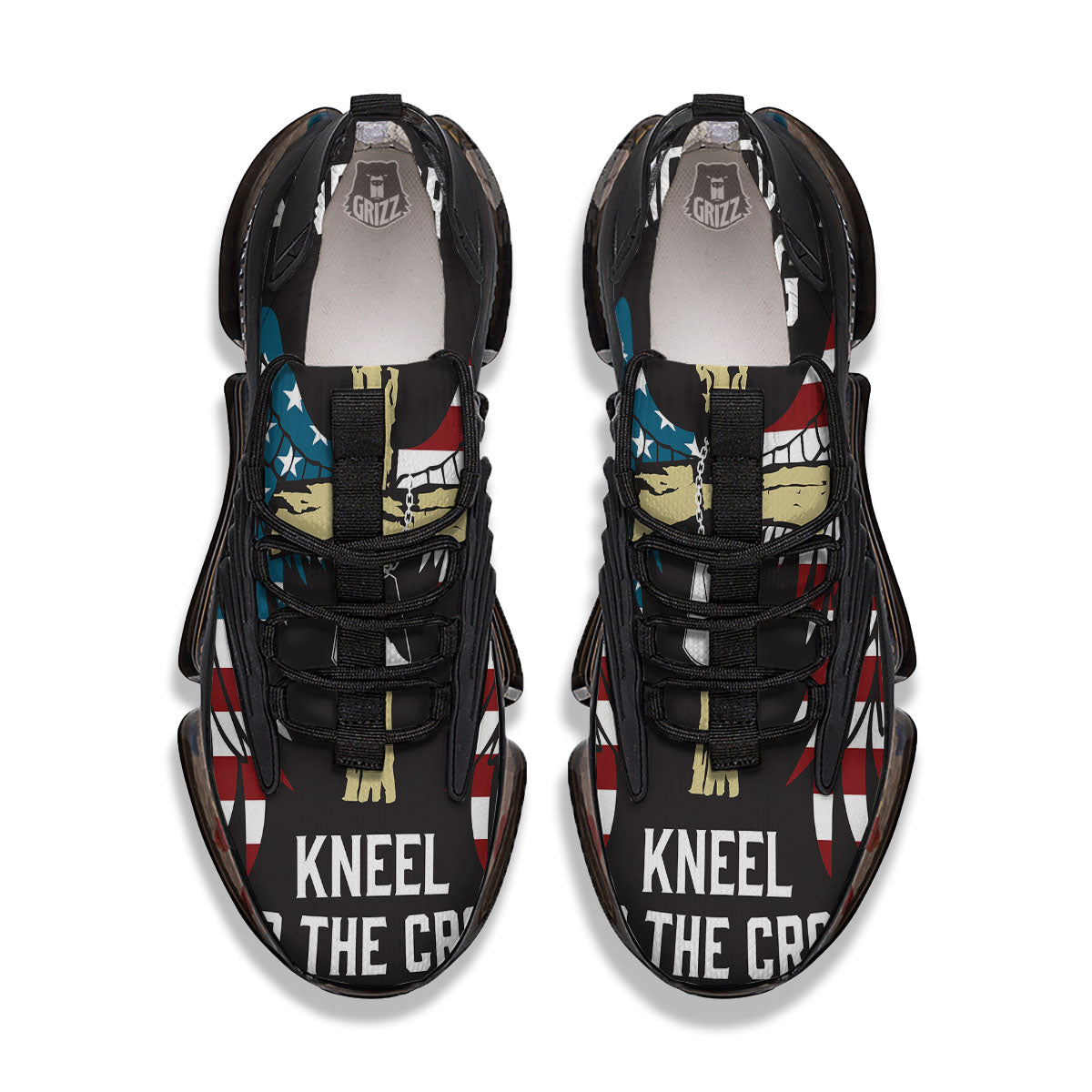 United We Stand American Flag Print Black Gym Shoes-grizzshop