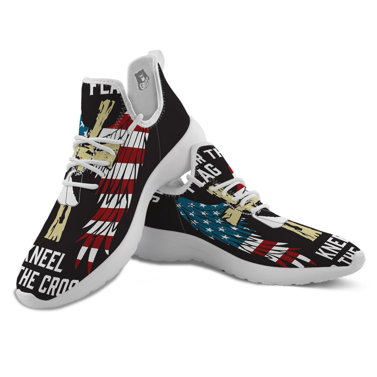 United We Stand American Flag Print White Athletic Shoes-grizzshop