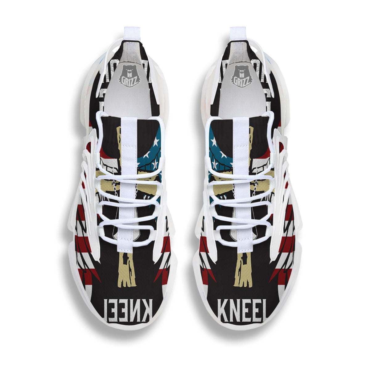 United We Stand American Flag Print White Gym Shoes-grizzshop