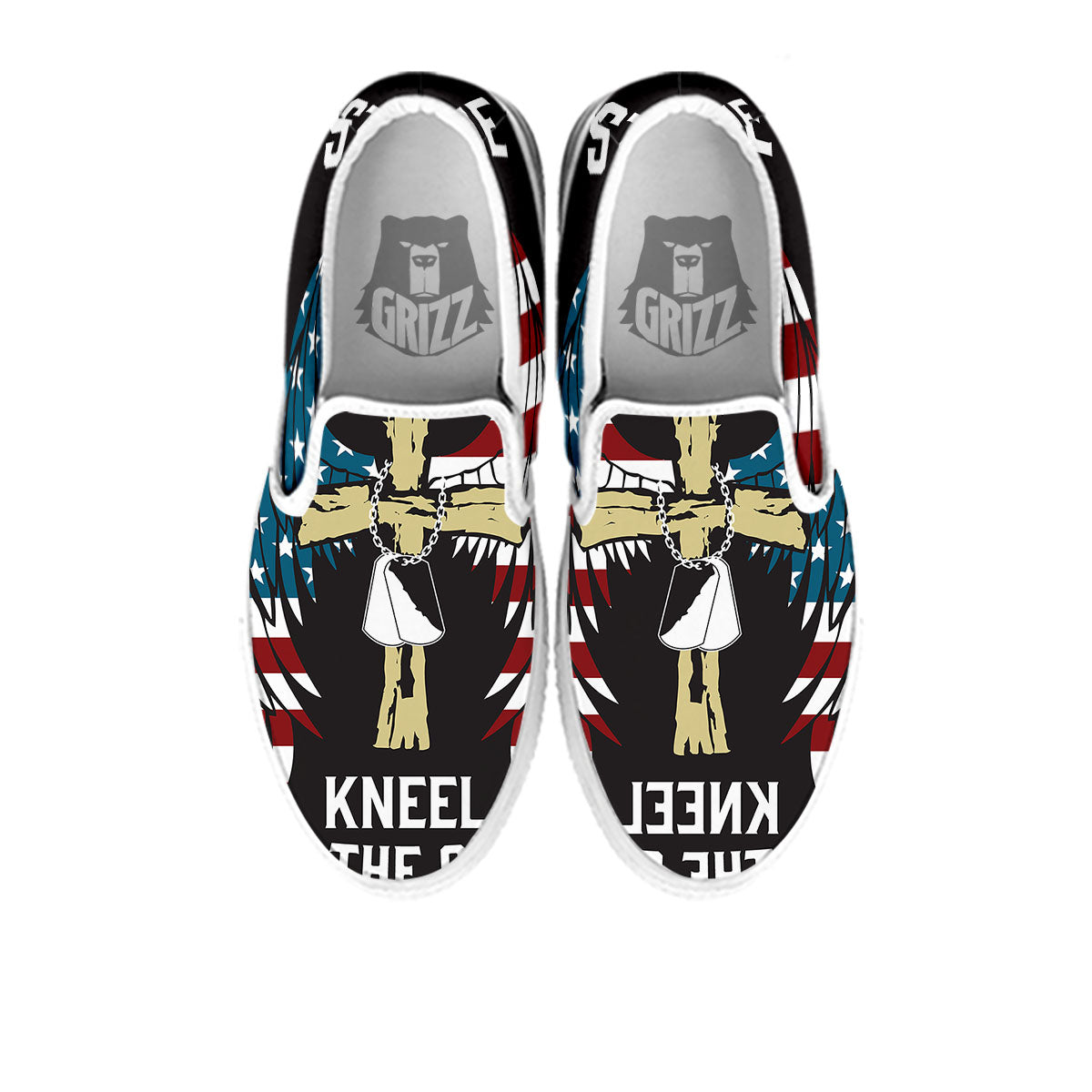 United We Stand American Flag Print White Slip On Shoes-grizzshop