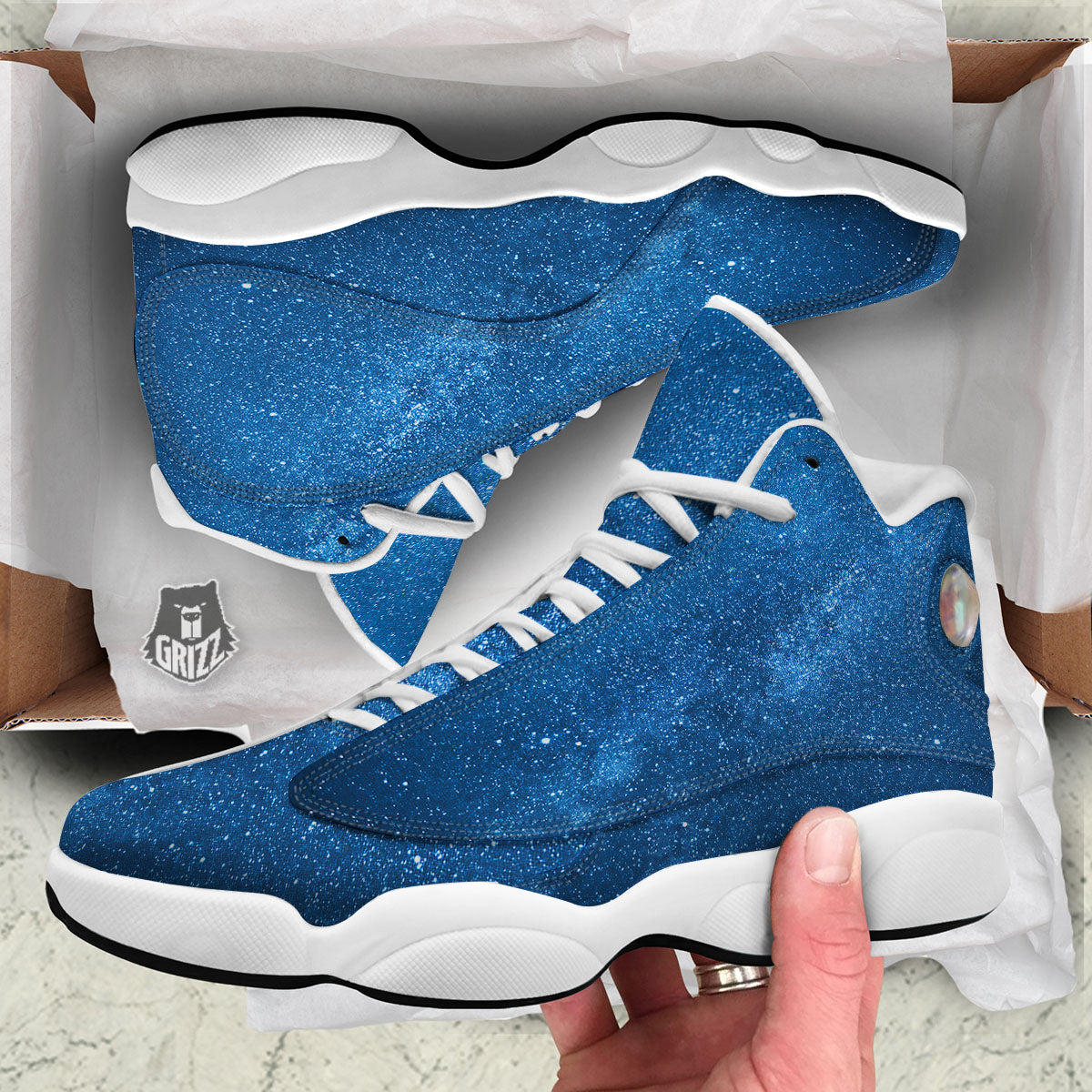 Universe Galaxy Milky Way Print White Basketball Shoes-grizzshop
