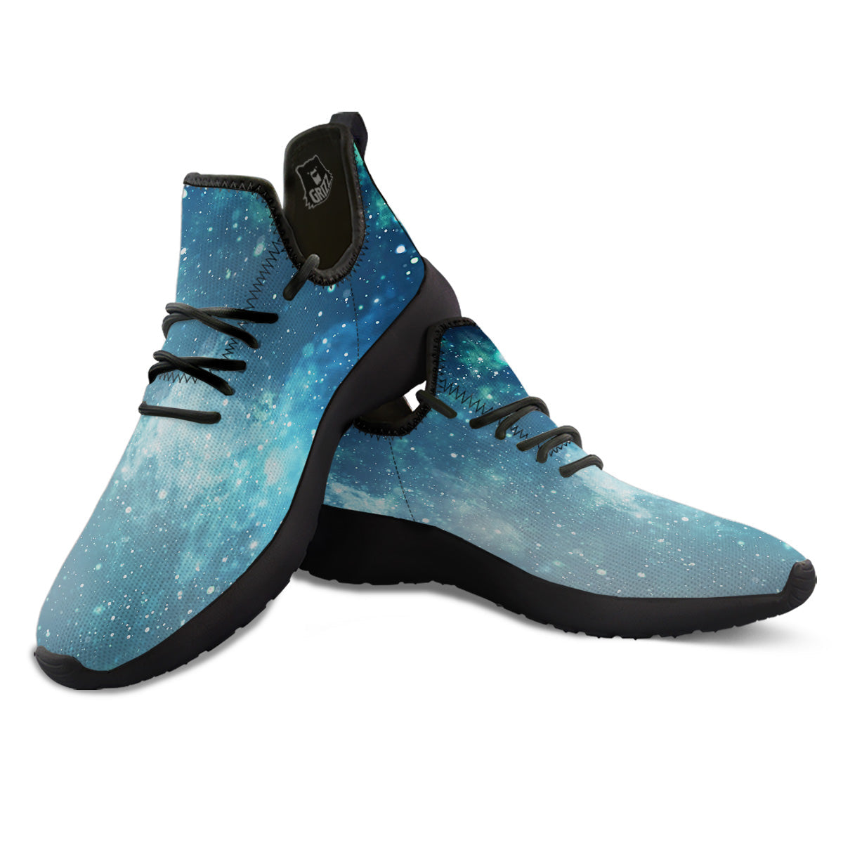 Universe Galaxy Space Blue Sky Print Black Athletic Shoes-grizzshop