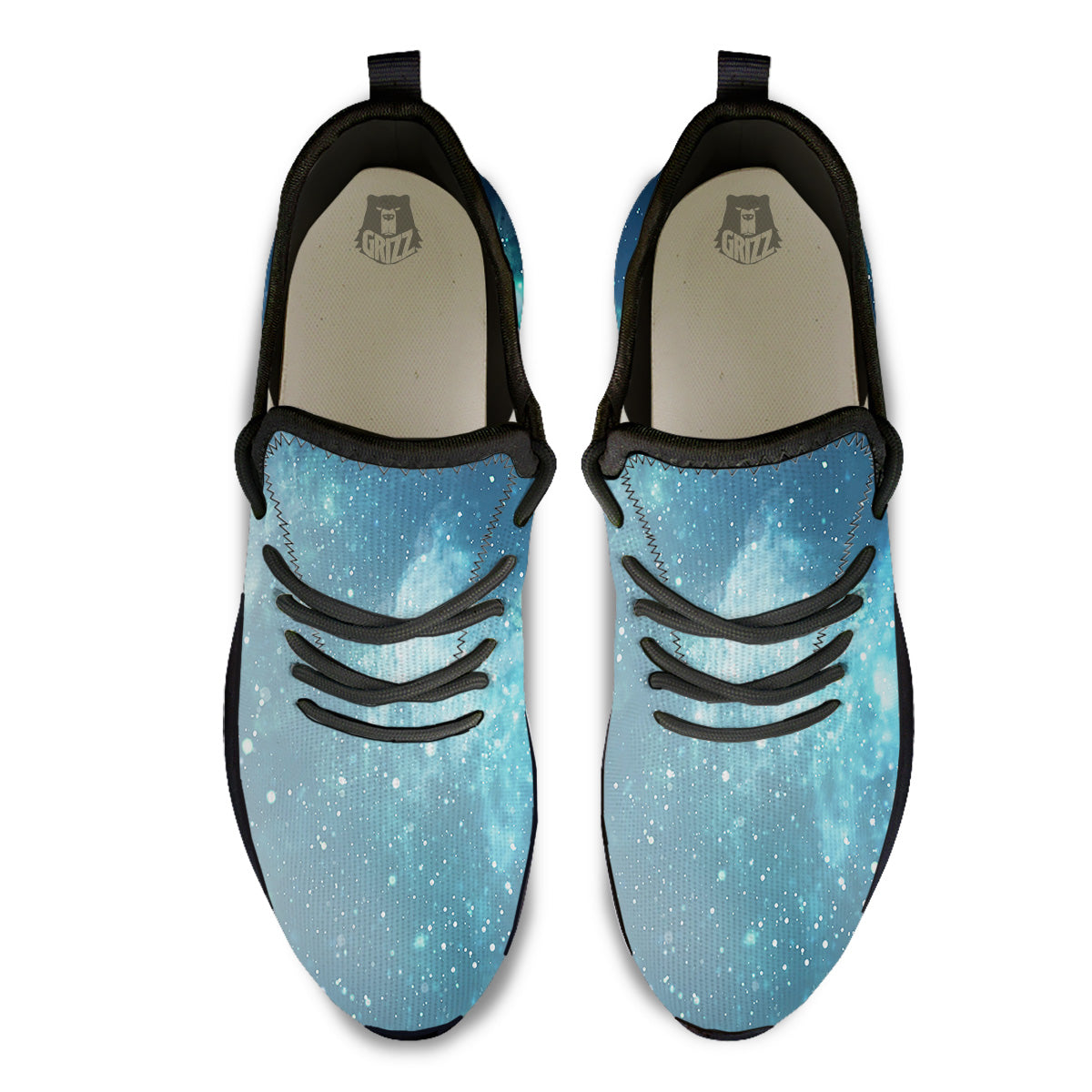 Universe Galaxy Space Blue Sky Print Black Athletic Shoes-grizzshop