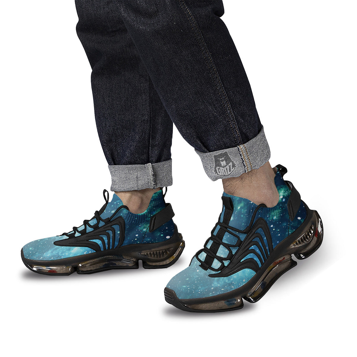 Universe Galaxy Space Blue Sky Print Black Gym Shoes-grizzshop