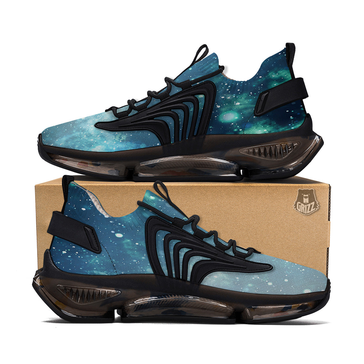 Universe Galaxy Space Blue Sky Print Black Gym Shoes-grizzshop