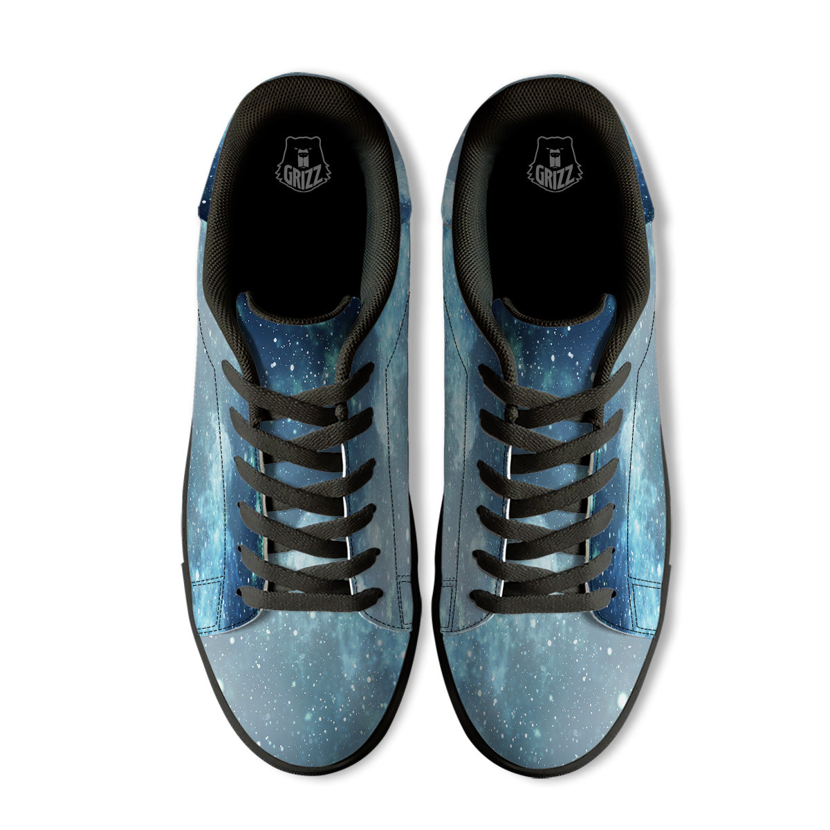 Universe Galaxy Space Blue Sky Print Black Low Top Sneakers-grizzshop
