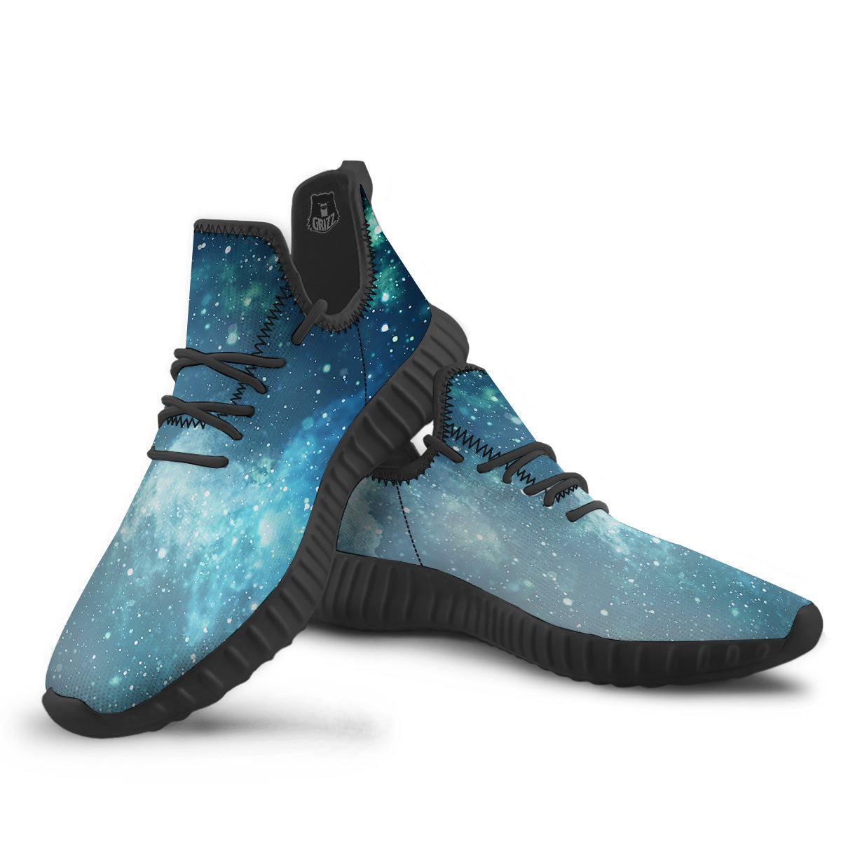 Universe Galaxy Space Blue Sky Print Black Walking Shoes-grizzshop