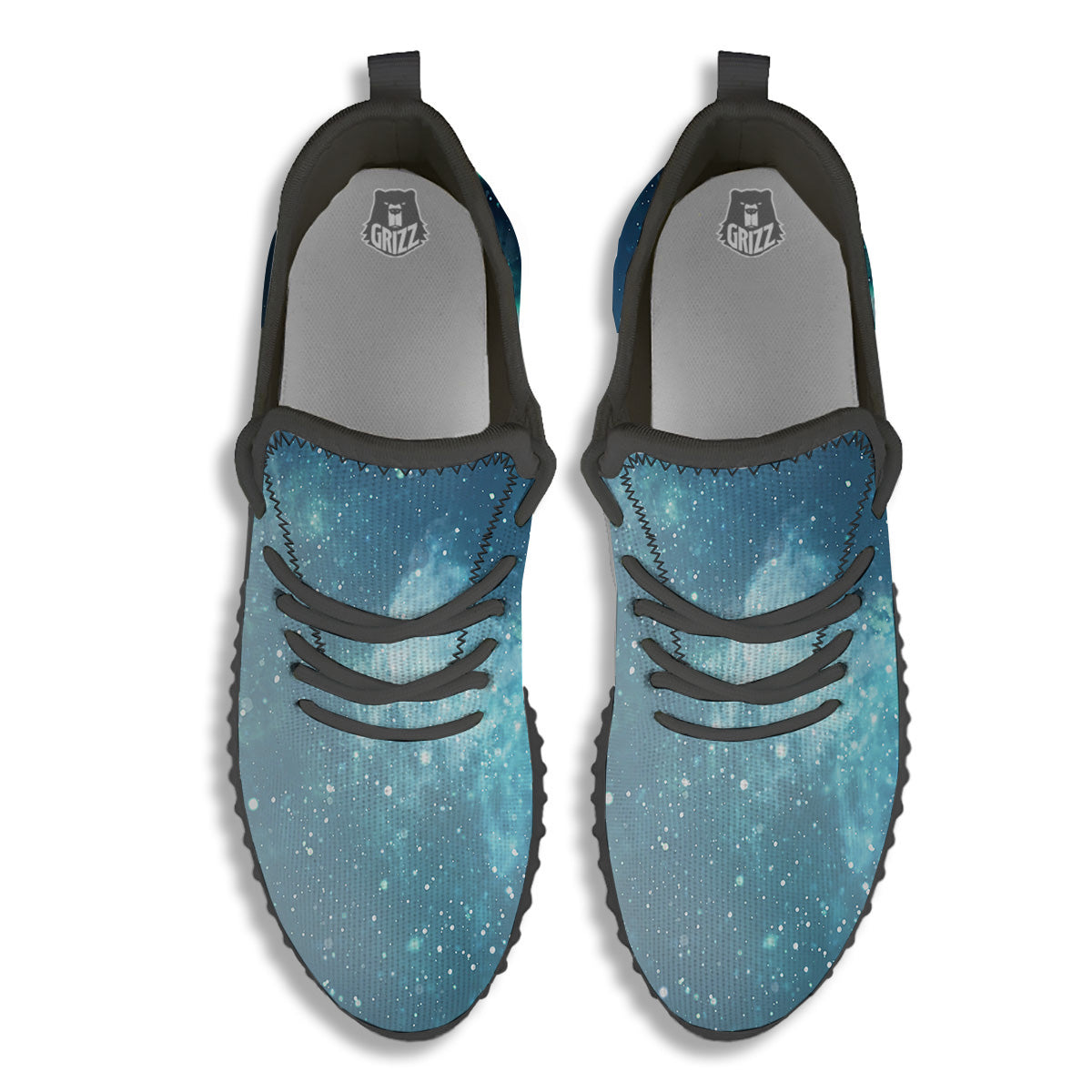 Universe Galaxy Space Blue Sky Print Black Walking Shoes-grizzshop