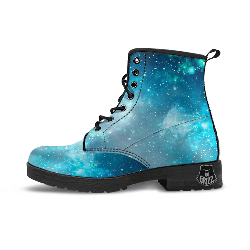 Universe Galaxy Space Blue Sky Print Leather Boots-grizzshop