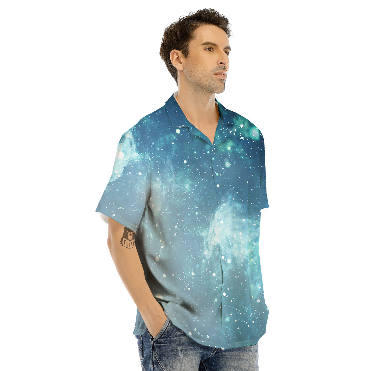 Universe Galaxy Space Blue Sky Print Men's Hawaiian Shirt-grizzshop