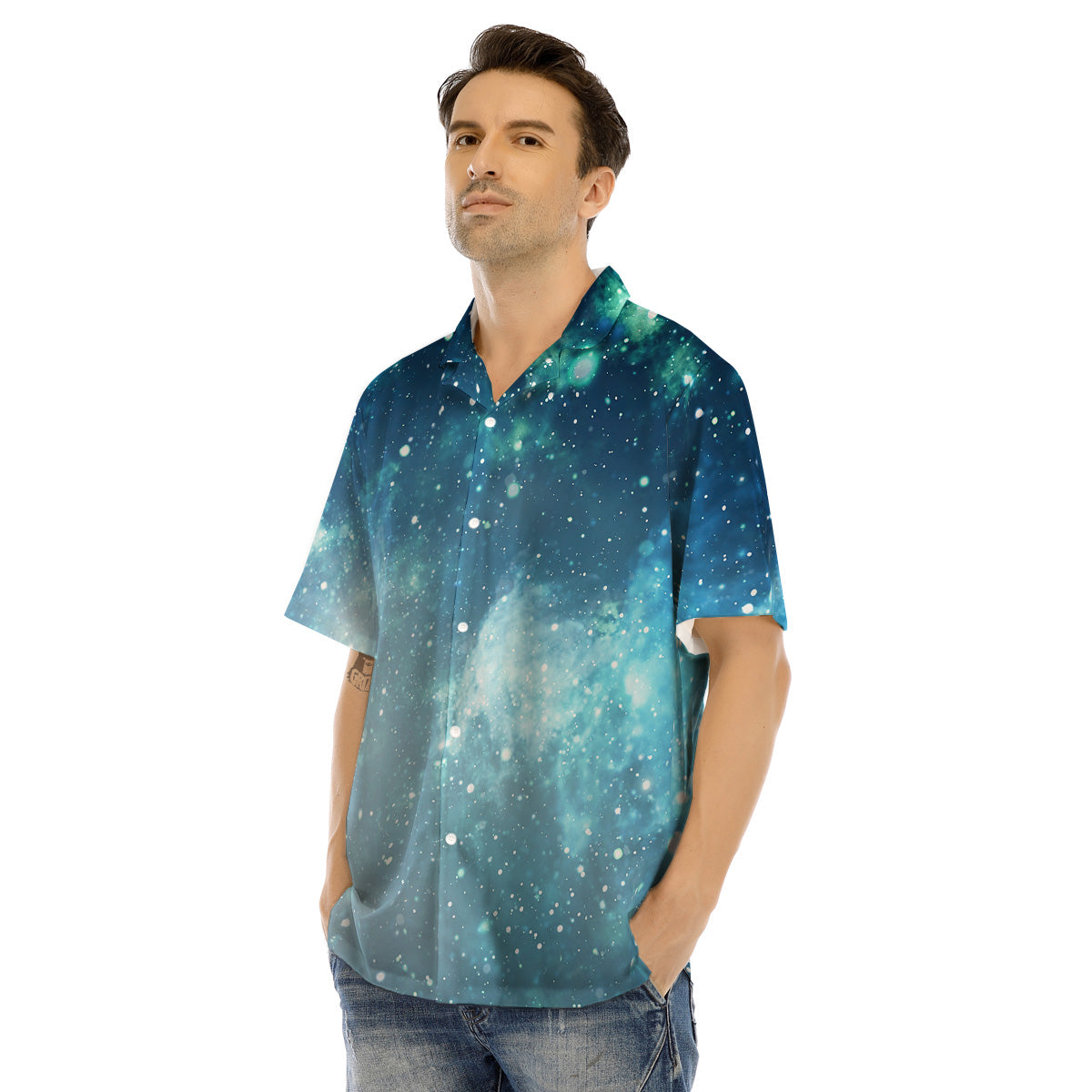 Universe Galaxy Space Blue Sky Print Men's Hawaiian Shirt-grizzshop