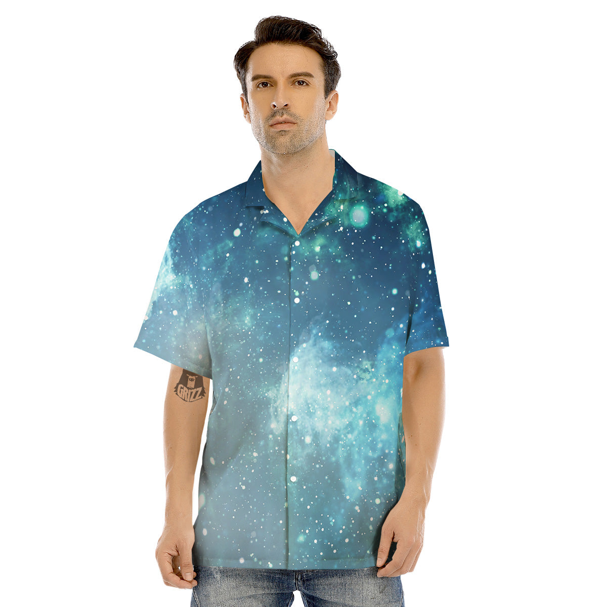 Universe Galaxy Space Blue Sky Print Men's Hawaiian Shirt-grizzshop