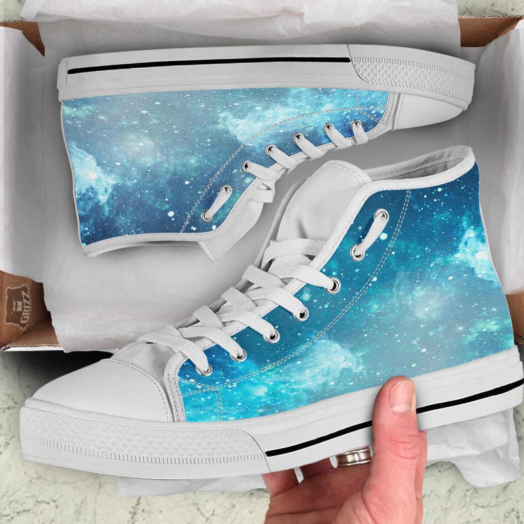 Universe Galaxy Space Blue Sky Print White High Top Shoes-grizzshop