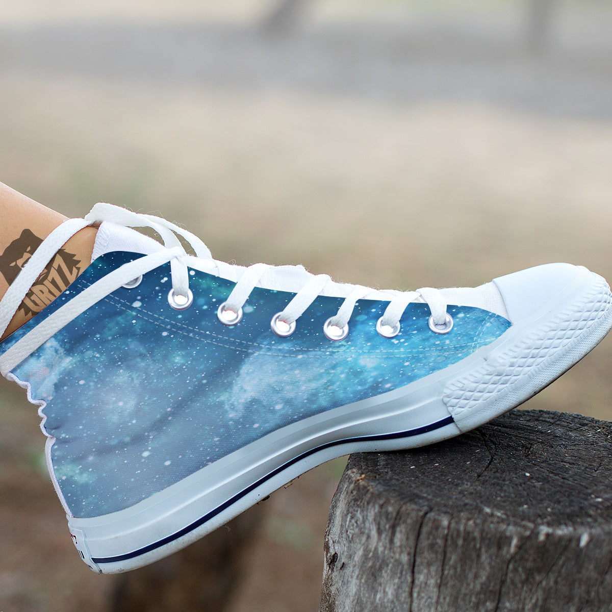 Universe Galaxy Space Blue Sky Print White High Top Shoes-grizzshop