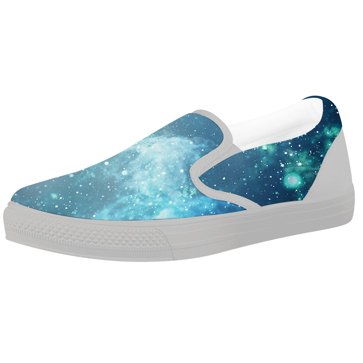 Universe Galaxy Space Blue Sky Print White Slip On Shoes-grizzshop