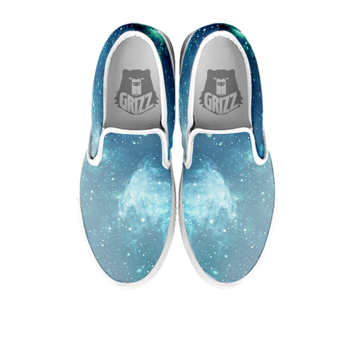 Universe Galaxy Space Blue Sky Print White Slip On Shoes-grizzshop