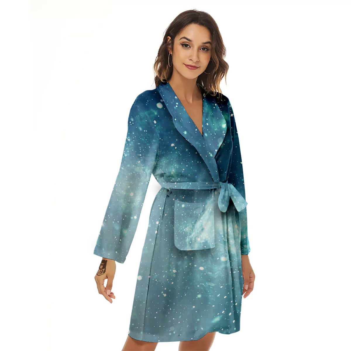Universe Galaxy Space Blue Sky Print Women's Robe-grizzshop