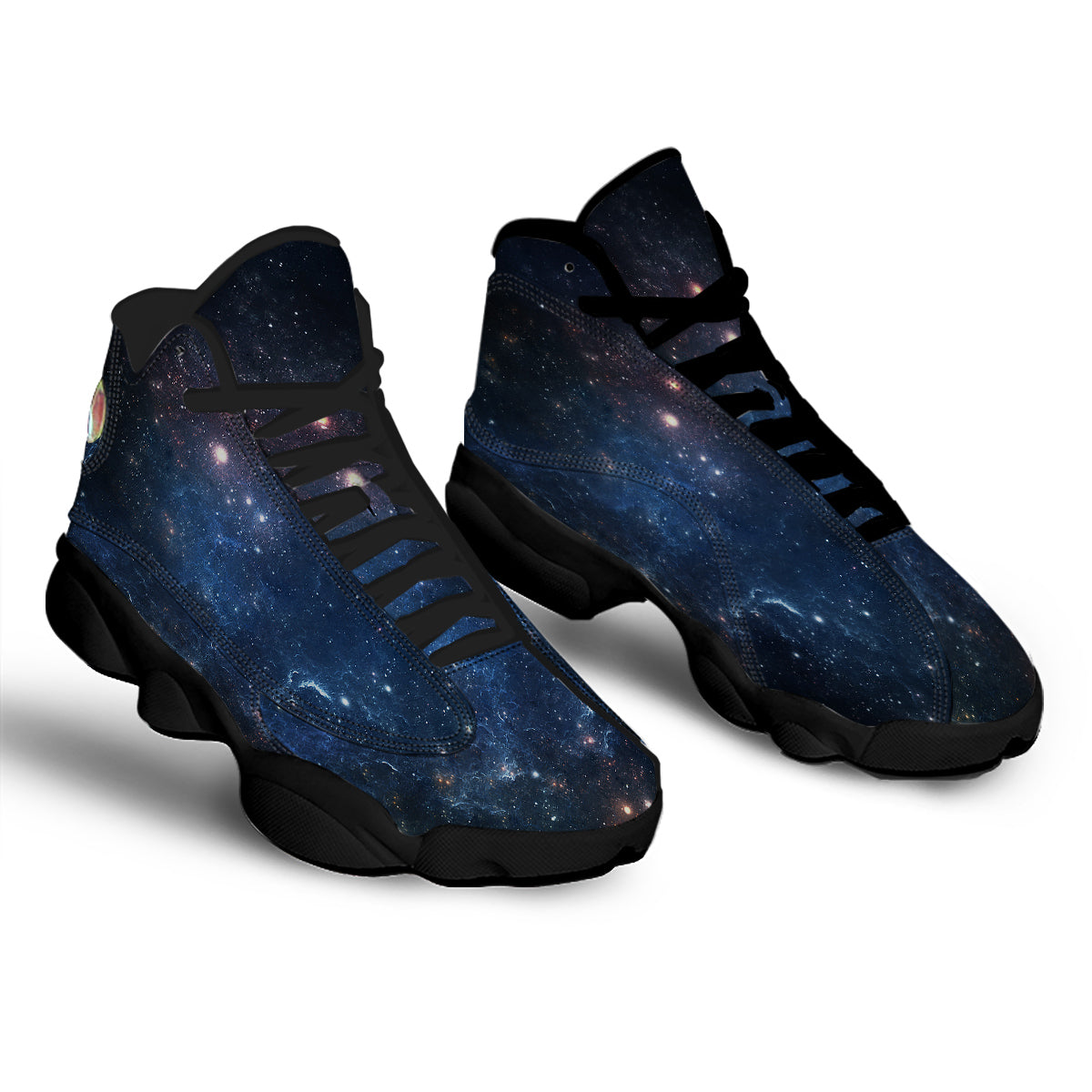 Universe Galaxy Space Dark Nebula Print Black Basketball Shoes-grizzshop