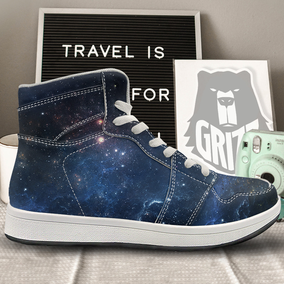 Universe Galaxy Space Dark Nebula Print High Top Sneakers-grizzshop