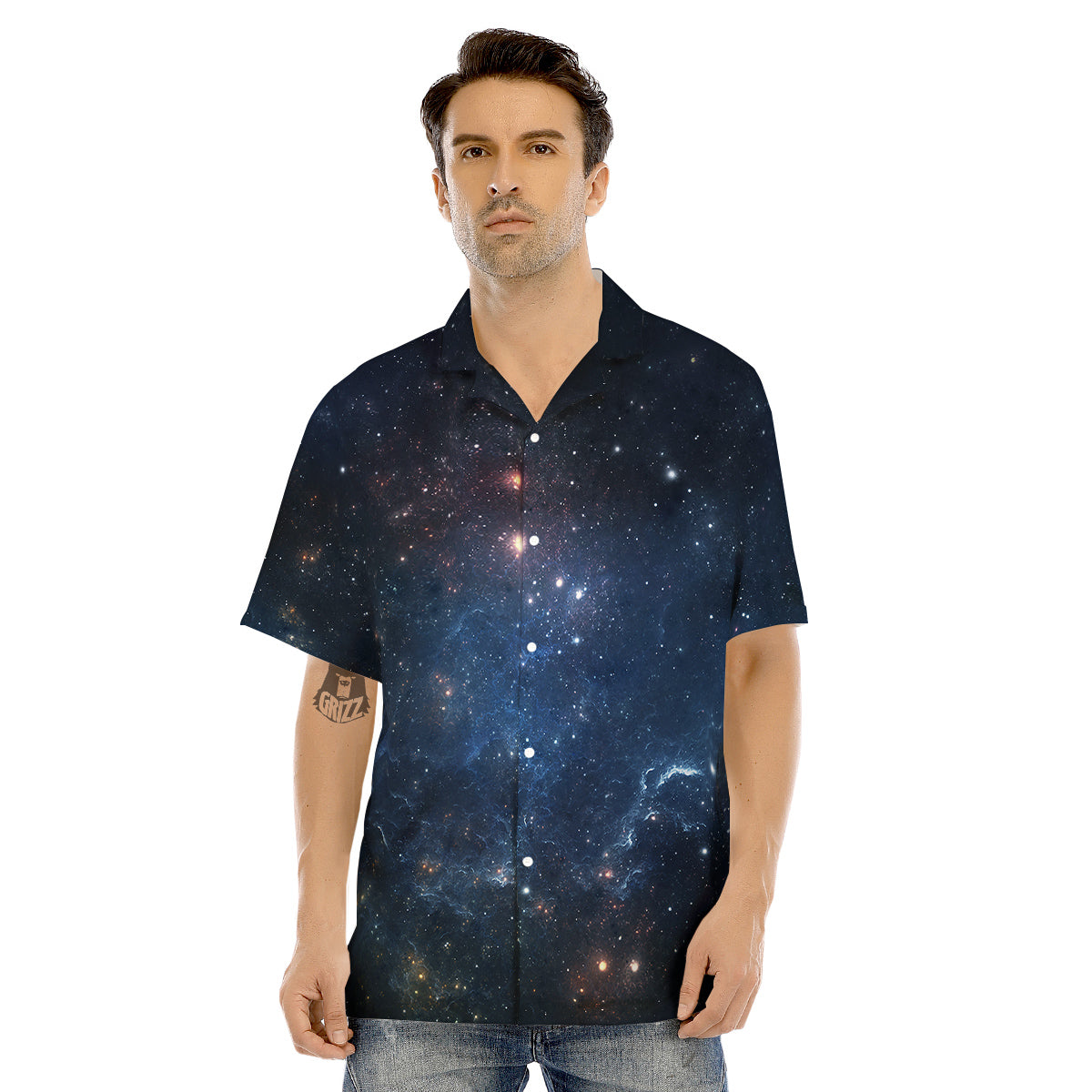 Universe Galaxy Space Dark Nebula Print Men's Hawaiian Shirt-grizzshop