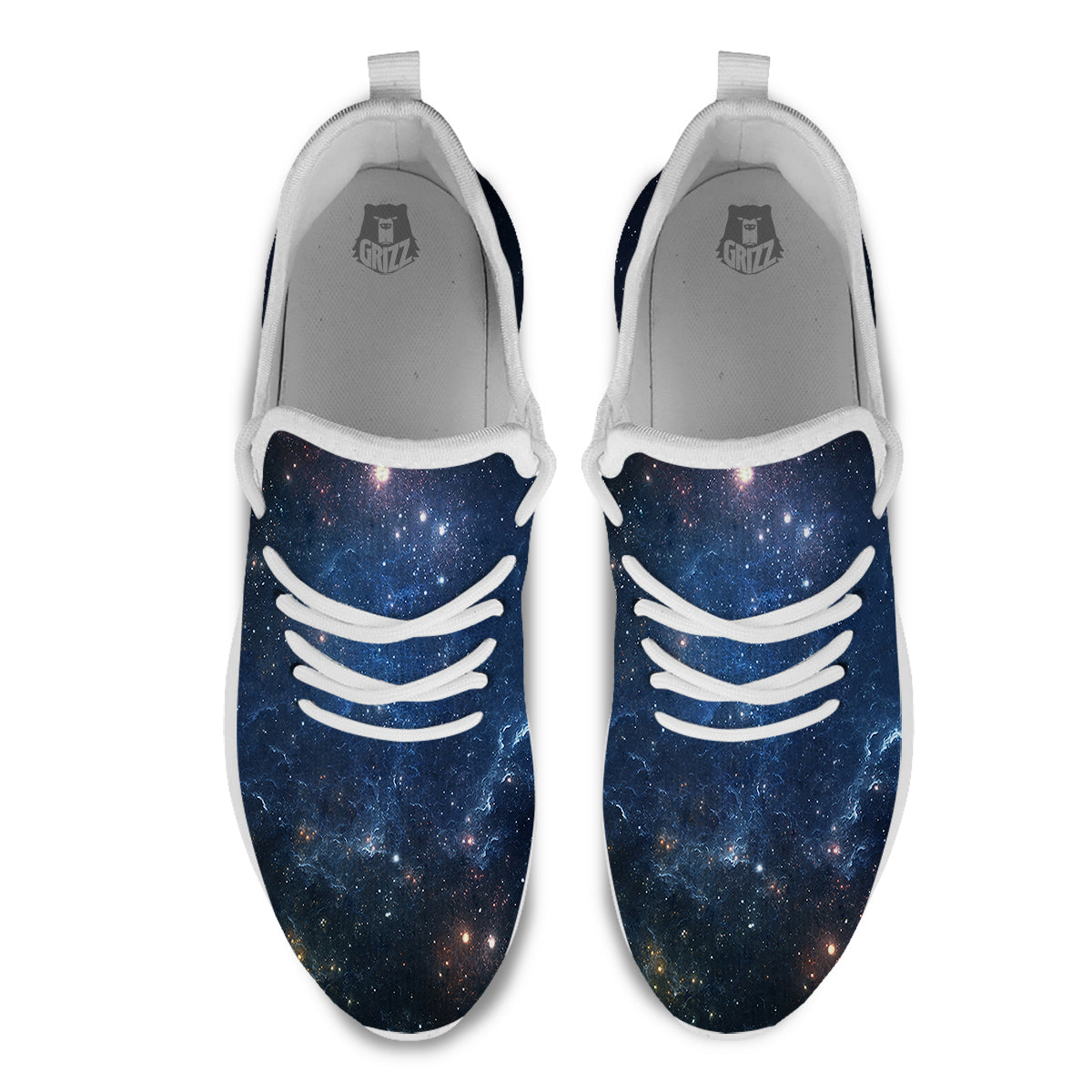 Universe Galaxy Space Dark Nebula Print White Athletic Shoes-grizzshop