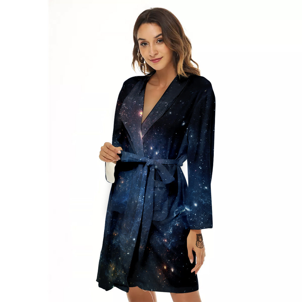 Universe Galaxy Space Dark Nebula Print Women's Robe-grizzshop
