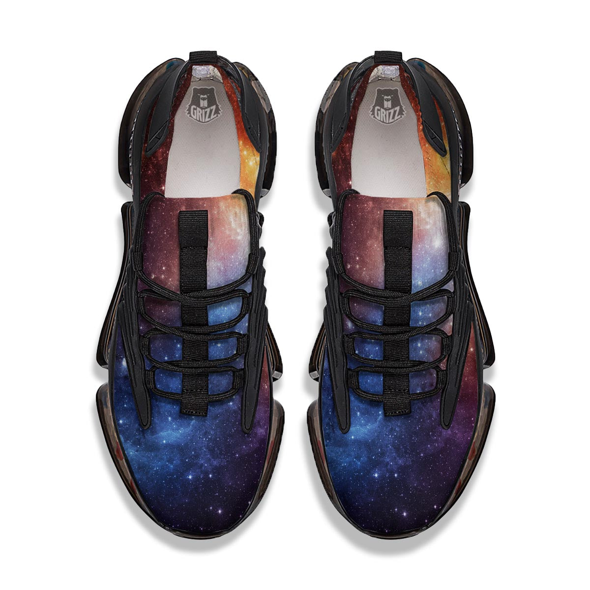 Universe Galaxy Space Teal Orange Print Black Gym Shoes-grizzshop