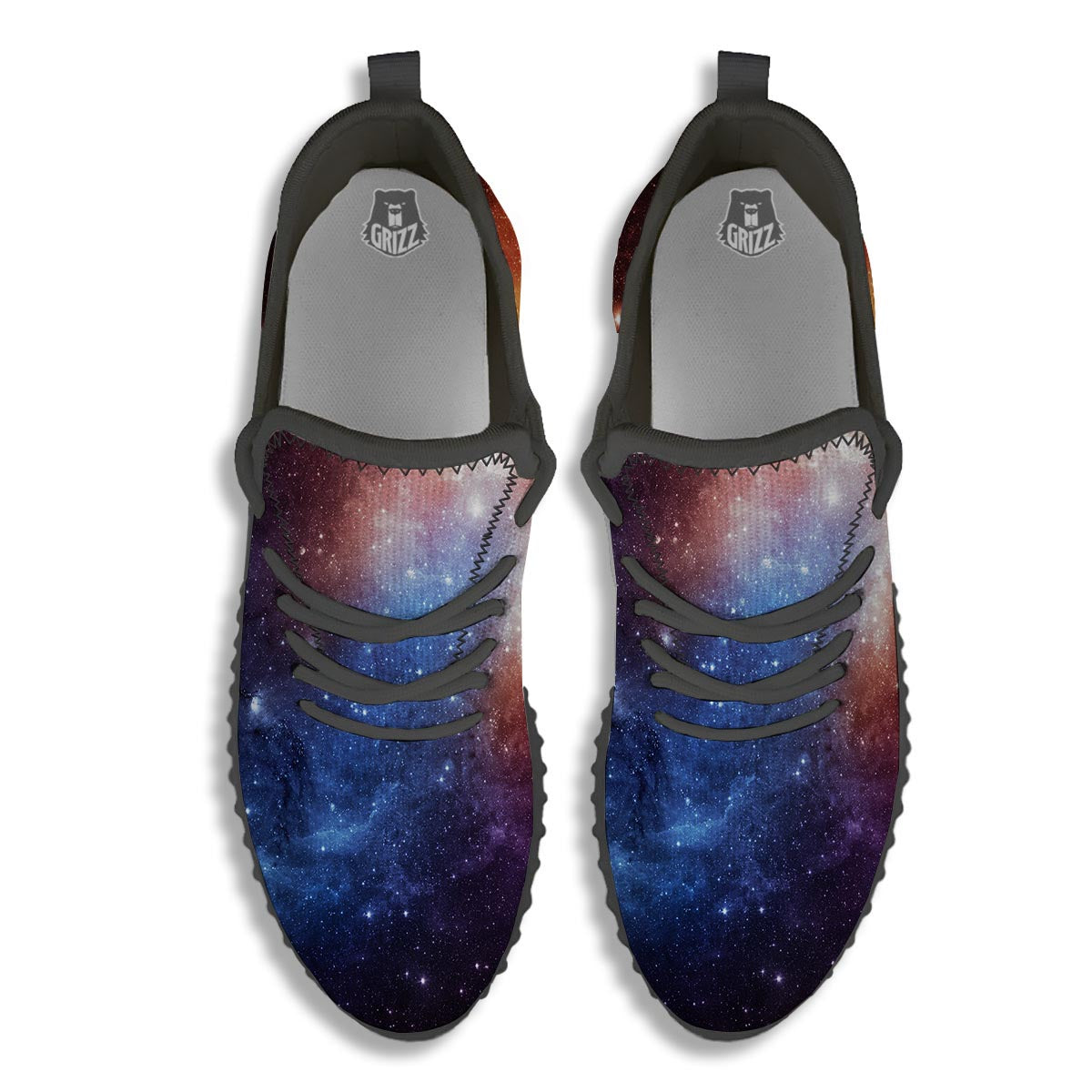 Universe Galaxy Space Teal Orange Print Black Walking Shoes-grizzshop