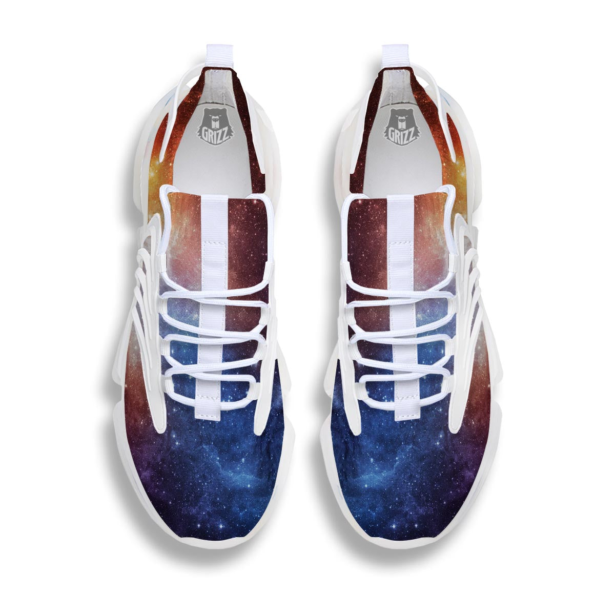 Universe Galaxy Space Teal Orange Print White Gym Shoes-grizzshop