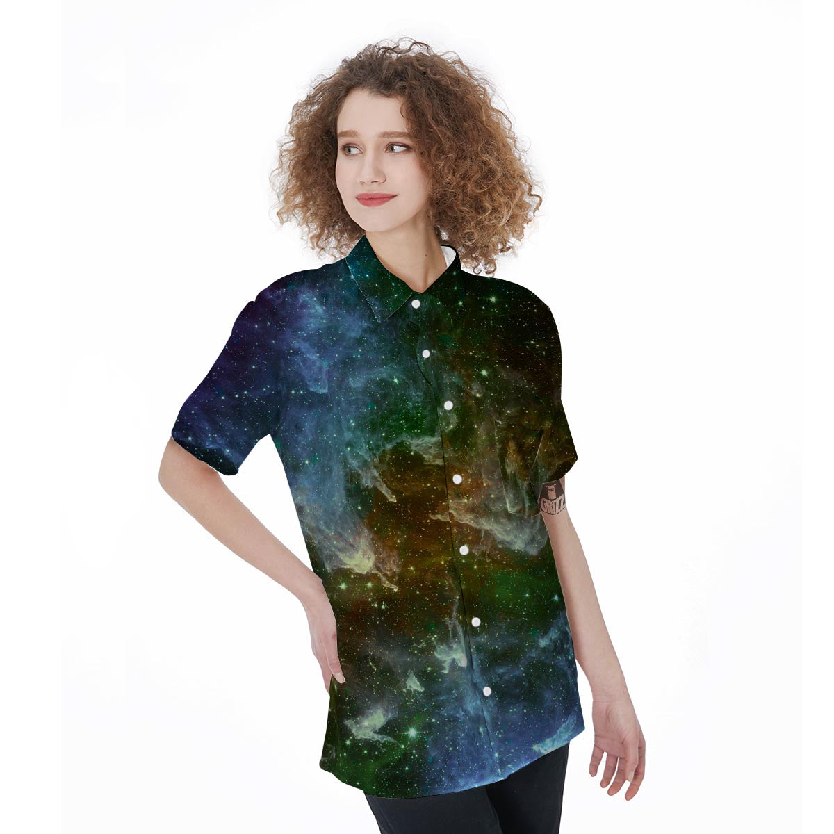 Universe Galaxy Space Women's Short Sleeve Shirts-grizzshop