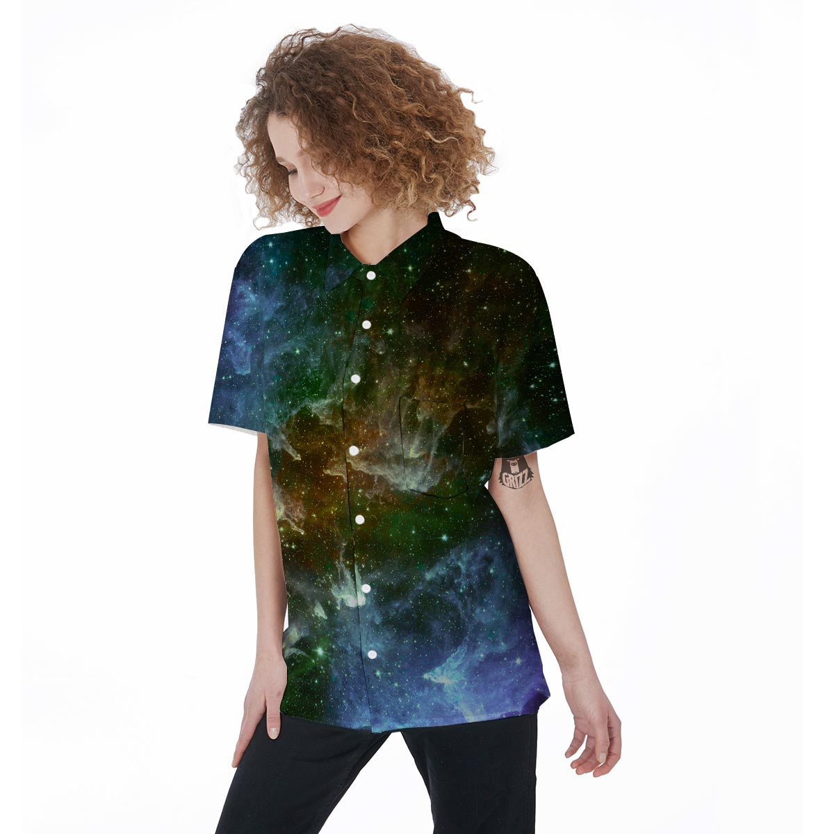 Universe Galaxy Space Women's Short Sleeve Shirts-grizzshop