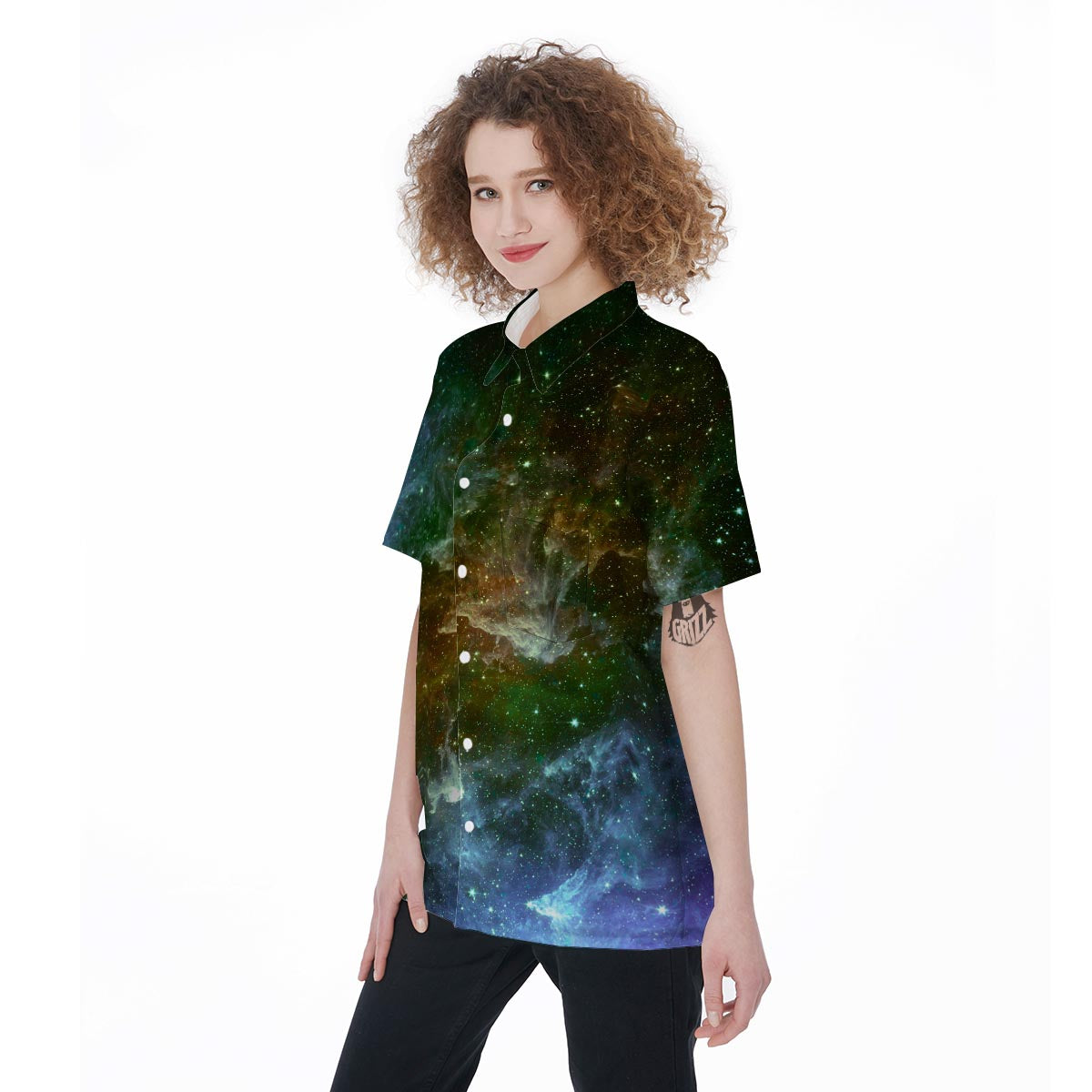 Universe Galaxy Space Women's Short Sleeve Shirts-grizzshop