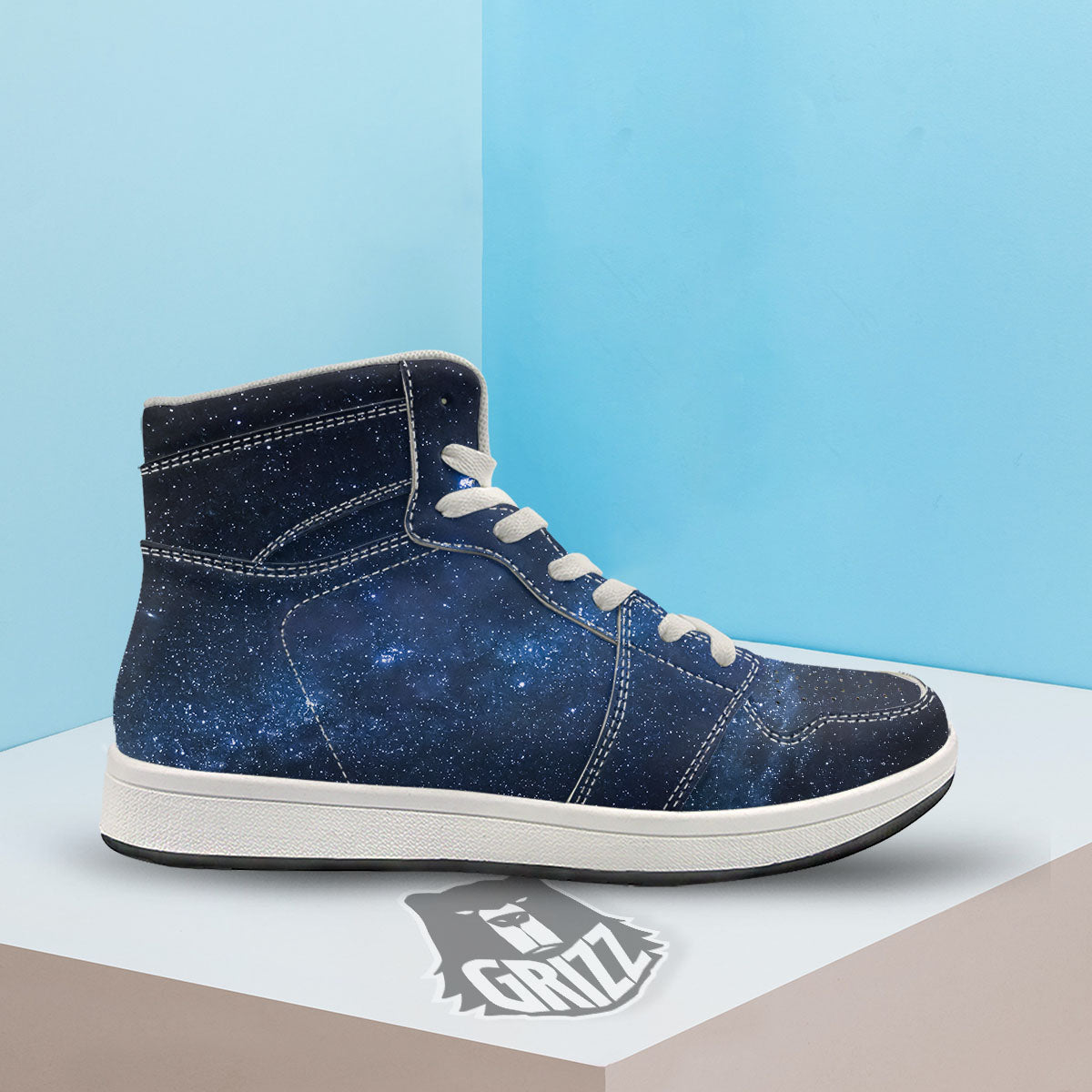 Universe Milky Way Print High Top Sneakers-grizzshop