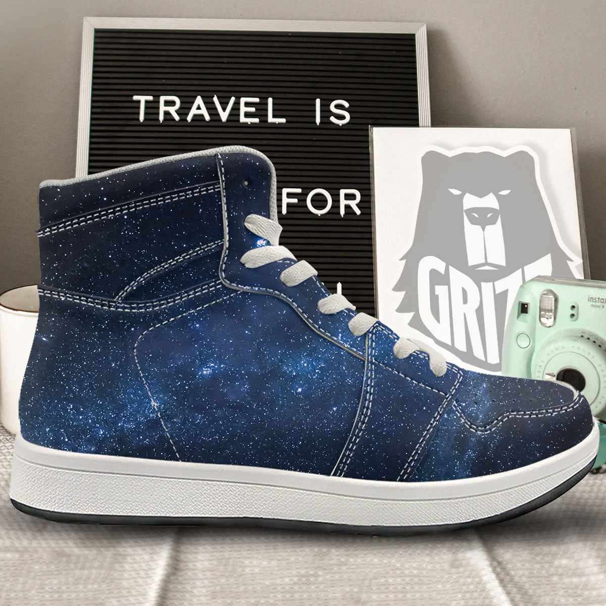 Universe Milky Way Print High Top Sneakers-grizzshop