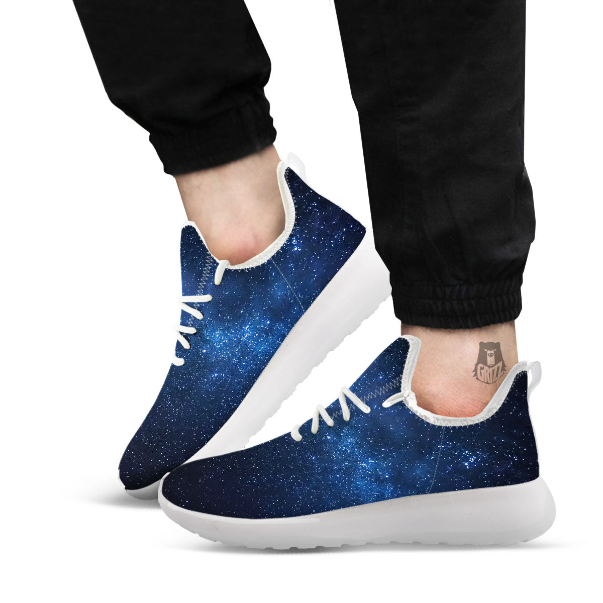 Universe Milky Way Print White Athletic Shoes-grizzshop