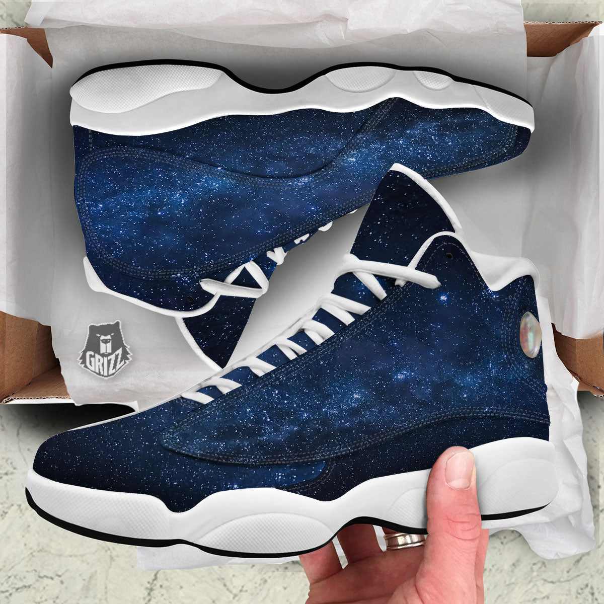Universe Milky Way Print White Basketball Shoes-grizzshop