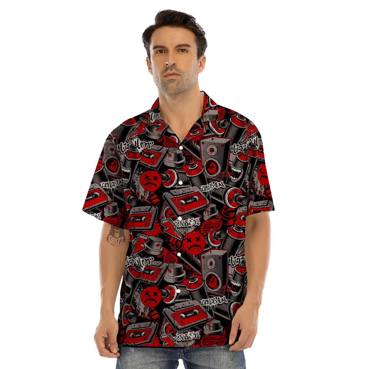 Urban Graffiti HipHop Print Men’s Hawaiian Shirt-grizzshop