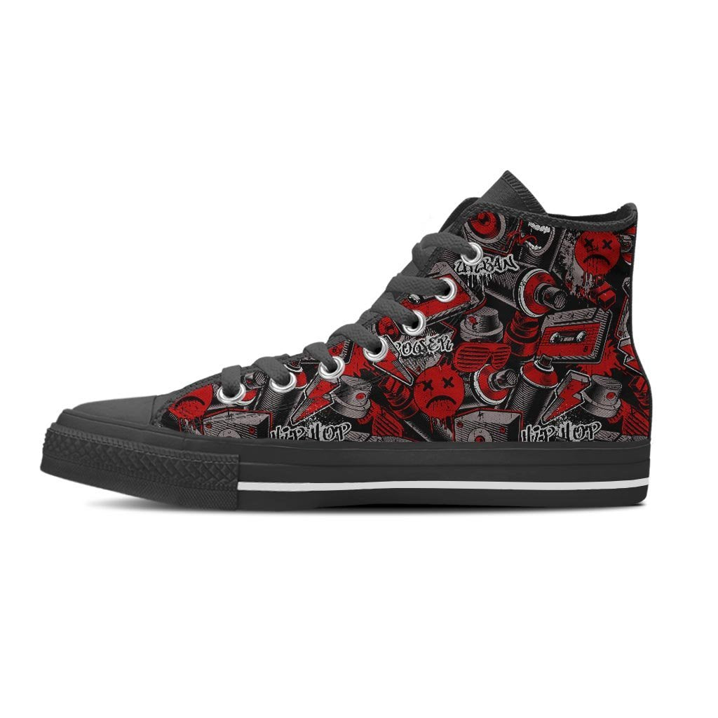 Urban Graffiti HipHop Print Men's High Top Shoes-grizzshop