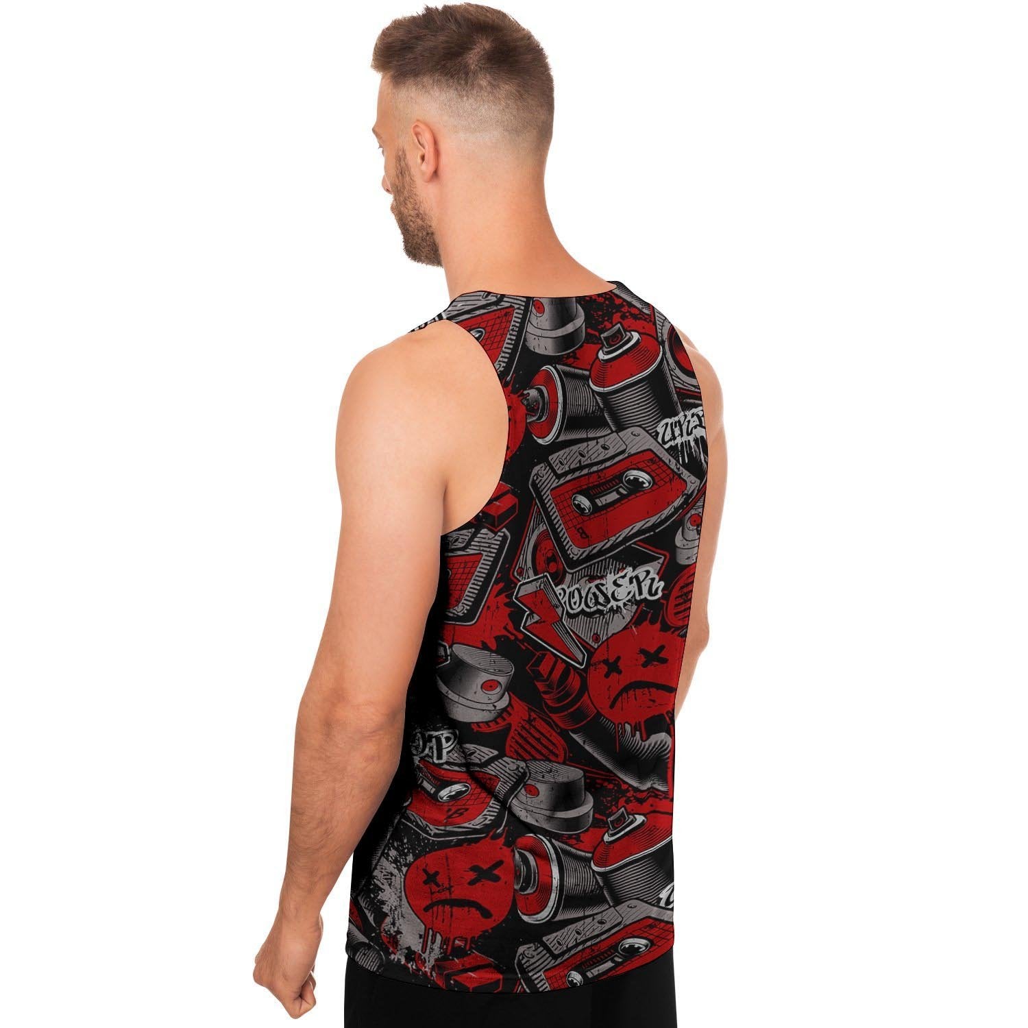 Urban Graffiti HipHop Print Men's Tank Tops-grizzshop