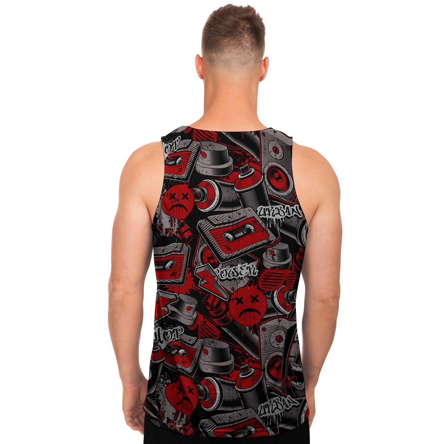 Urban Graffiti HipHop Print Men's Tank Tops-grizzshop