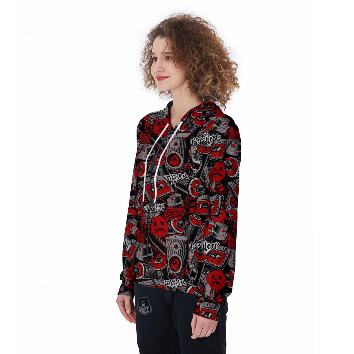 Urban Graffiti HipHop Print Women's Zip Up Hoodie-grizzshop