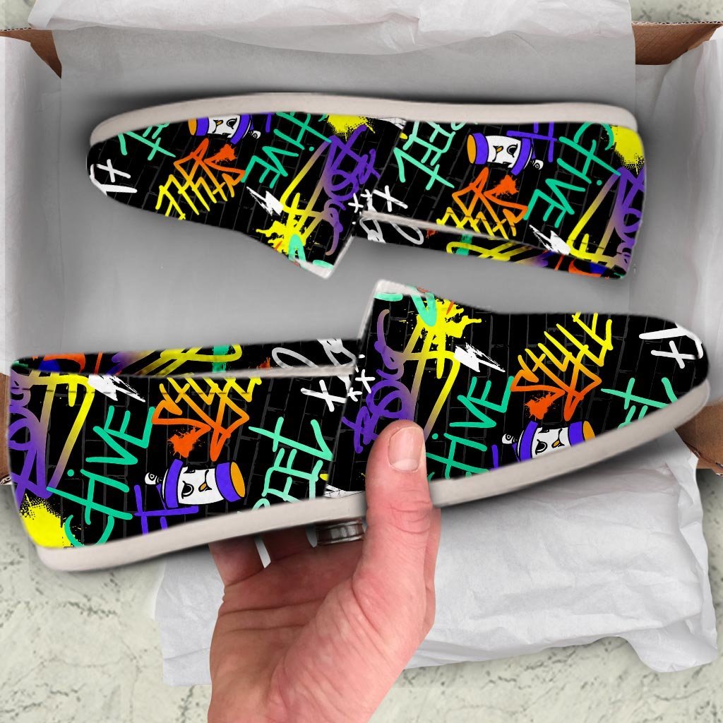 Urban Graffiti Print Canvas Shoes-grizzshop