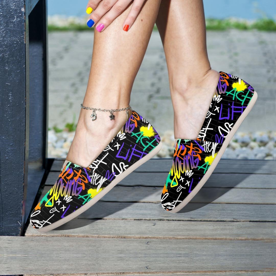 Urban Graffiti Print Canvas Shoes-grizzshop