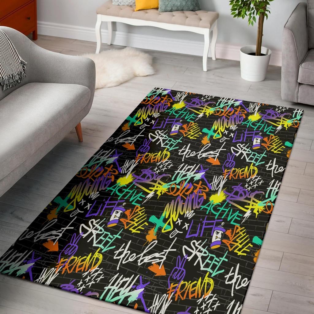 Urban Graffiti Print Floor Mat-grizzshop
