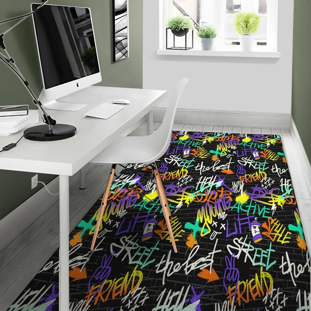 Urban Graffiti Print Floor Mat-grizzshop