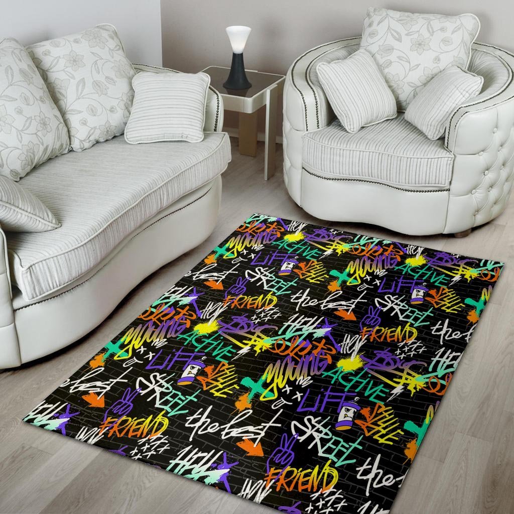Urban Graffiti Print Floor Mat-grizzshop