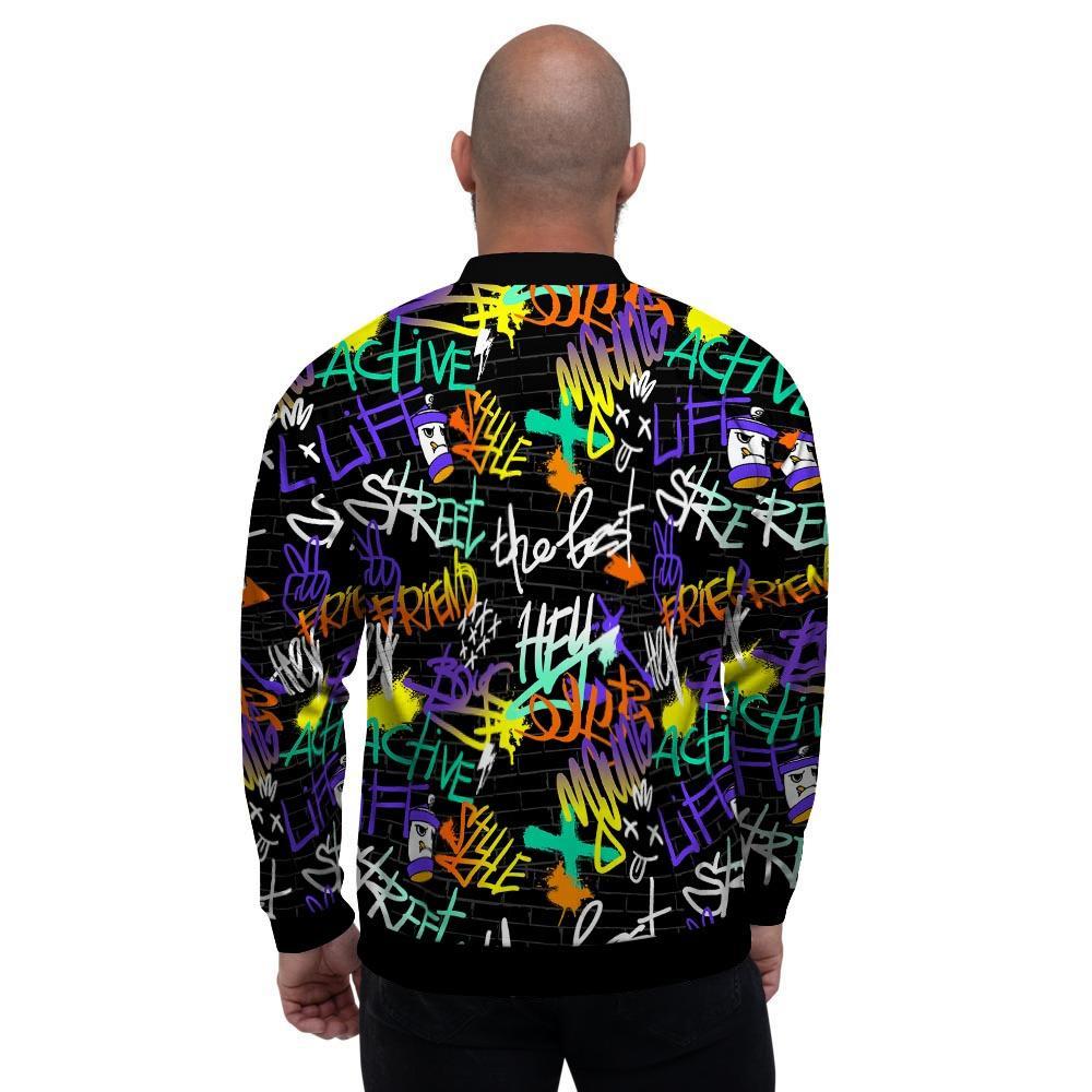 Urban Graffiti Print Men's Bomber Jacket-grizzshop