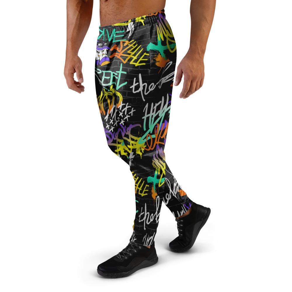 Urban Graffiti Print Men's Joggers-grizzshop